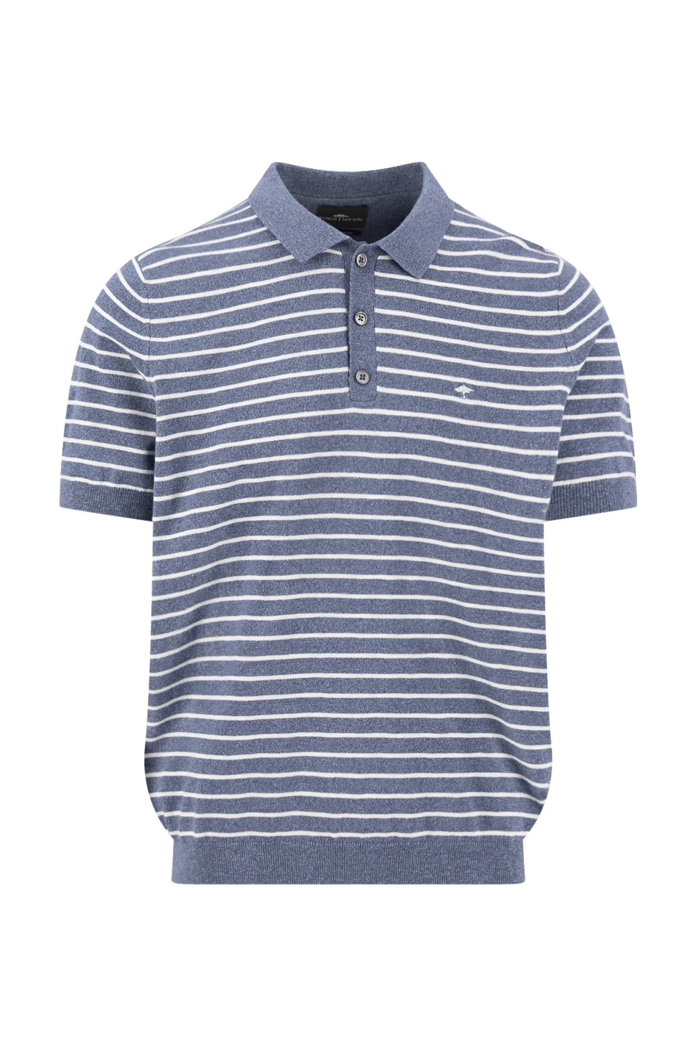 Fynch Hatton Cotton/Linen Stripe Polo - Horizon