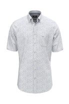Fynch Hatton Cotton Slub Print Short Sleeve Shirt - New Breeze