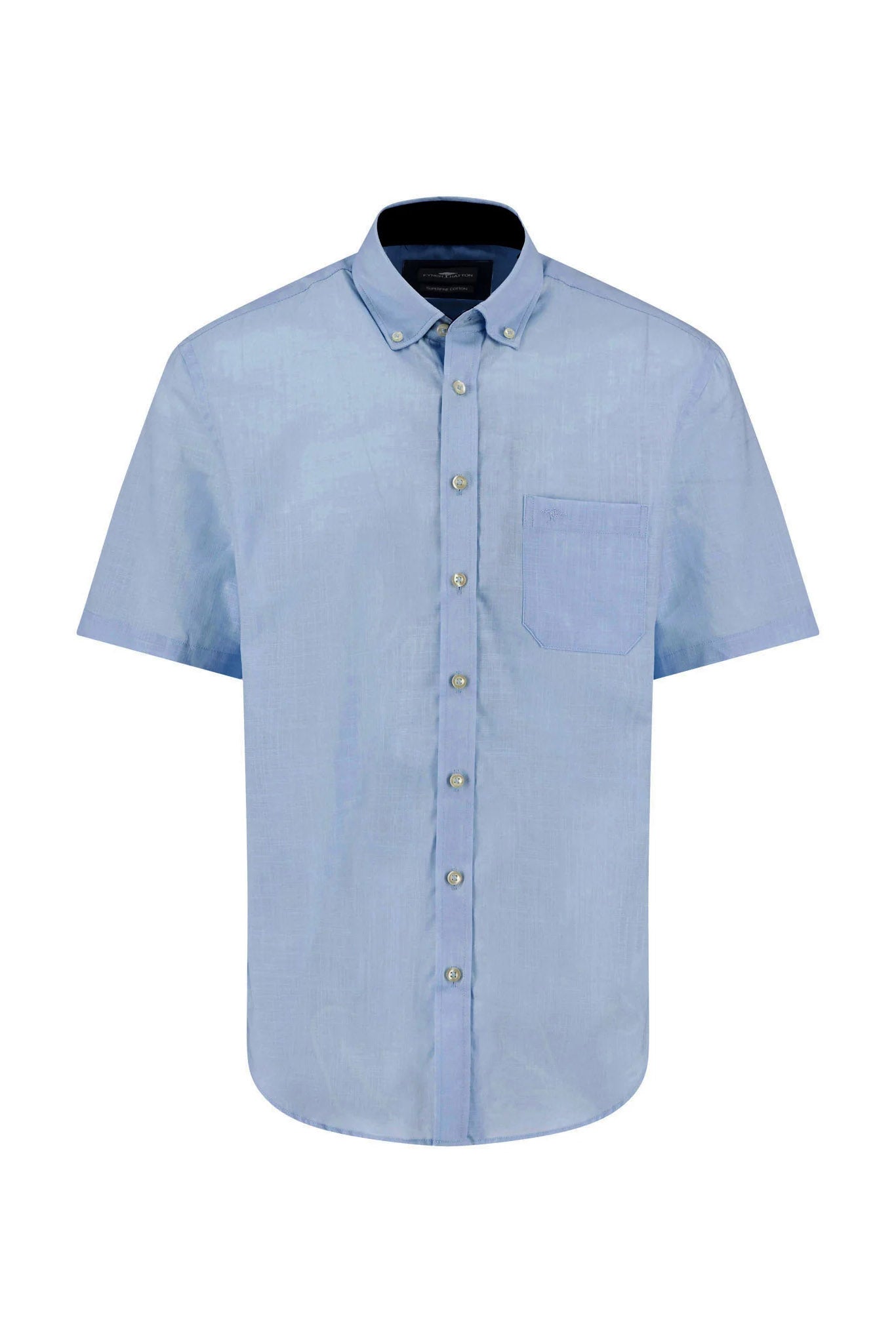 Fynch Hatton Cotton Slub Short Sleeve Shirt - New Breeze