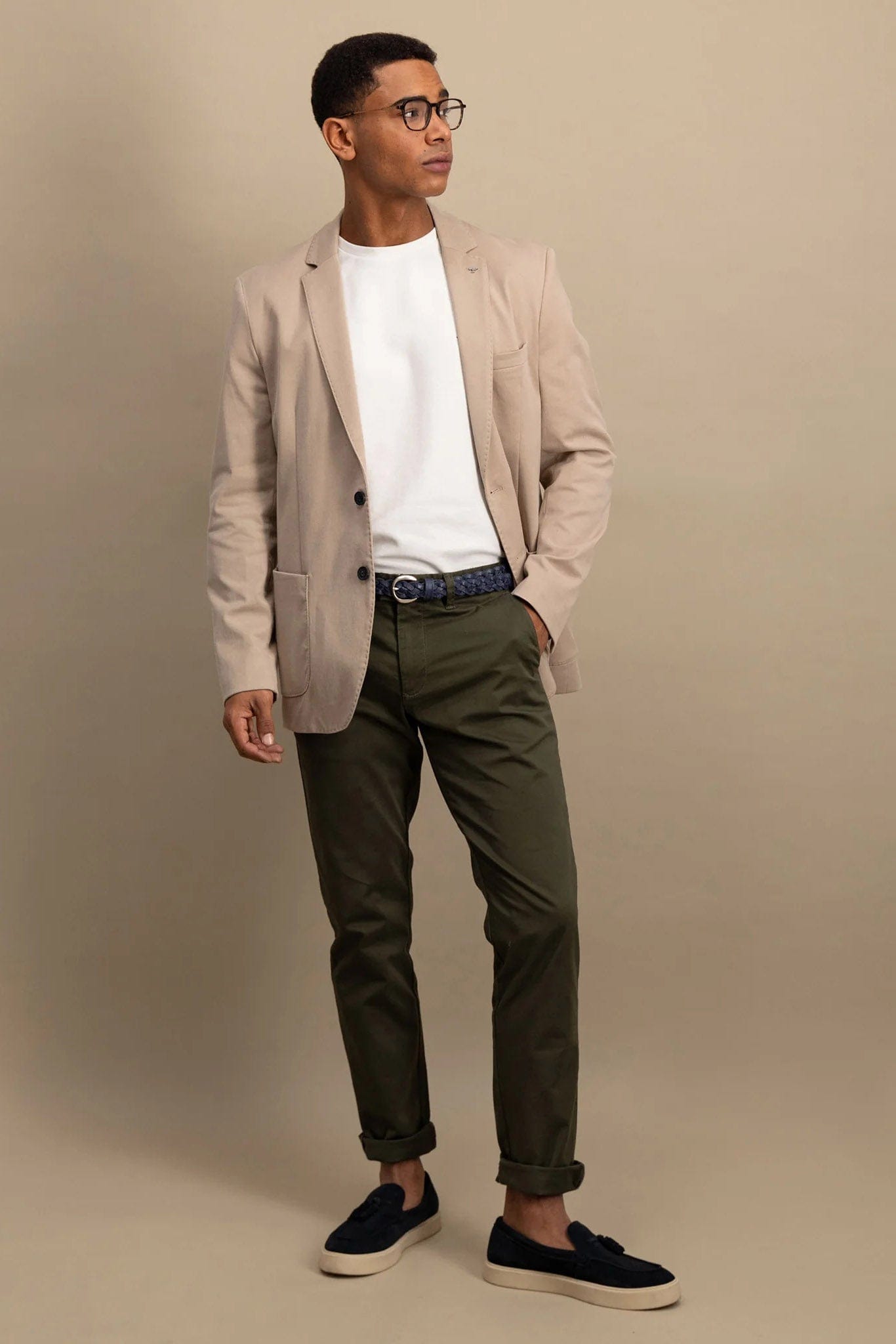 Fynch Hatton Cotton Twill Blazer - Beige