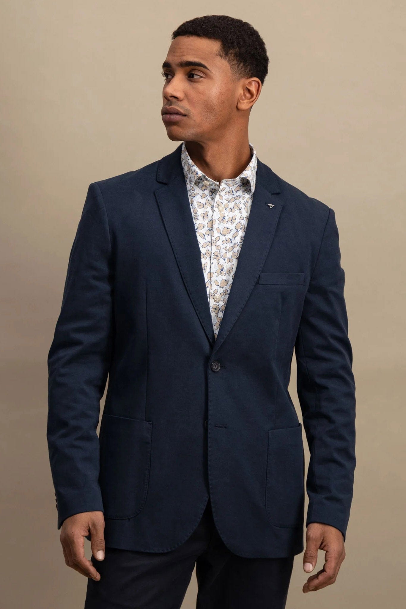 Fynch Hatton Cotton Twill Blazer - Dark Navy