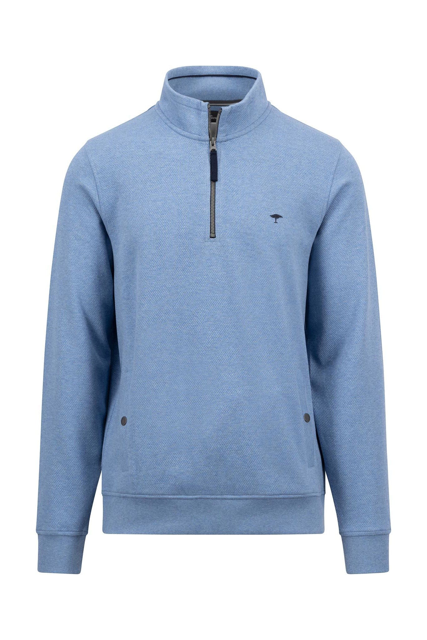 Fynch Hatton Jersey Knit Quarter Zip Sweatshirt - Cloud Blue