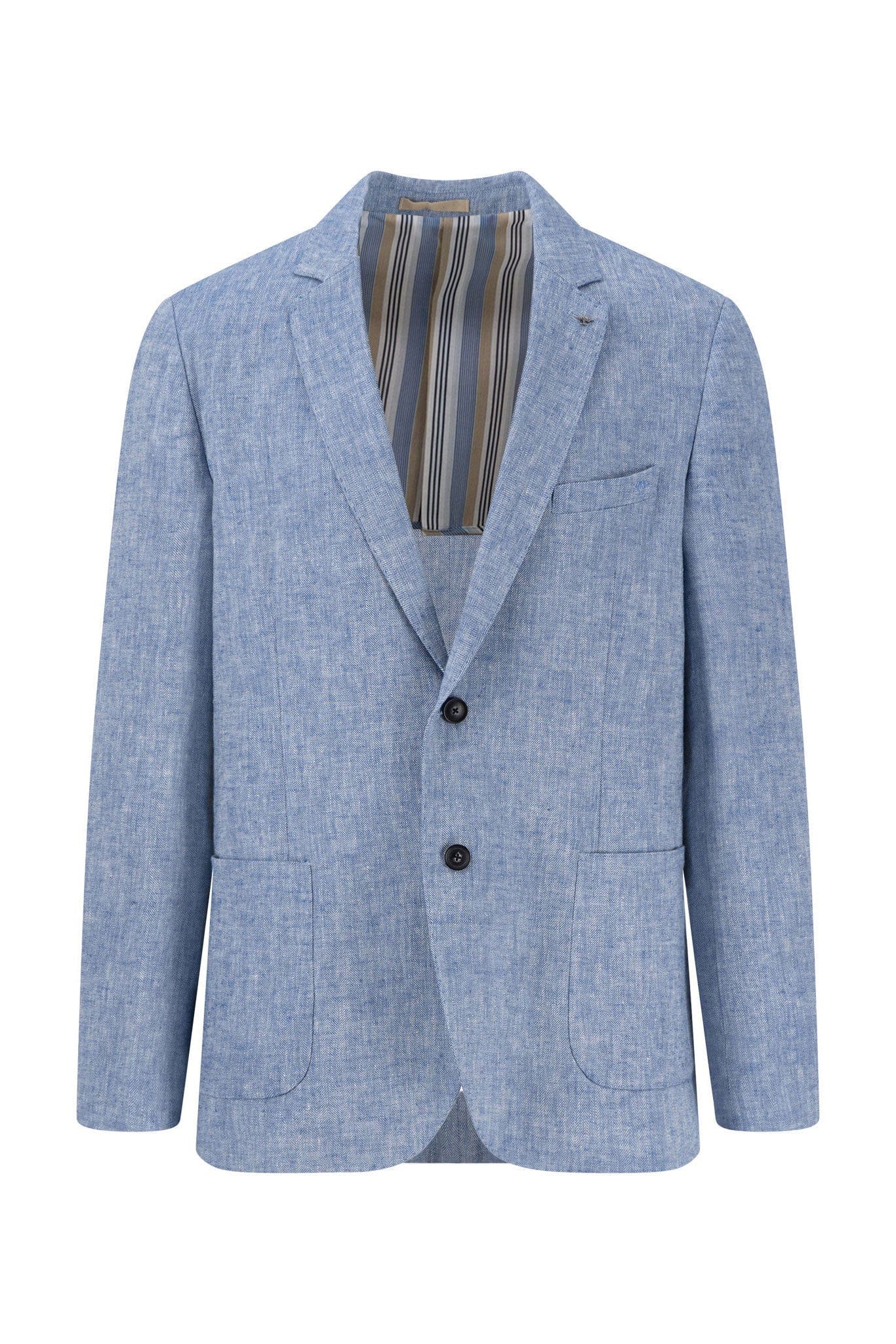 Fynch Hatton Linen Herringbone Blazer - Summer Breeze