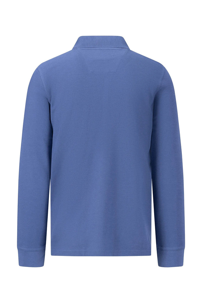 Fynch Hatton Long Sleeve Cotton Polo Shirt - Wave