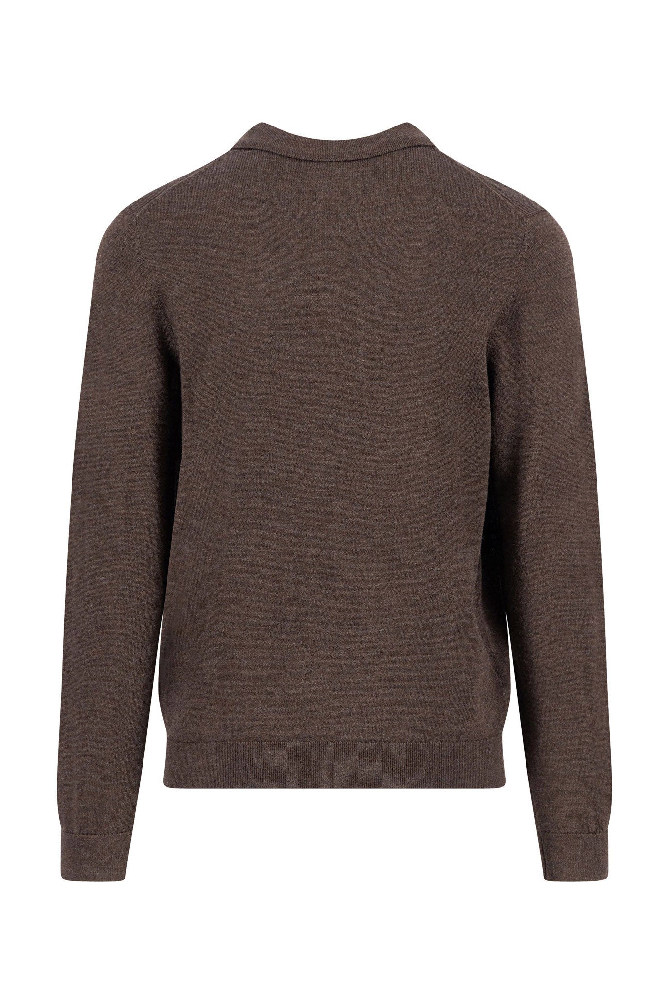 Fynch Hatton Merino Wool Knitted Polo - Dark Chocolate