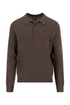 Fynch Hatton Merino Wool Knitted Polo - Dark Chocolate