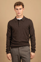 Fynch Hatton Merino Wool Knitted Polo - Dark Chocolate