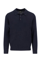 Fynch Hatton Merino Wool Knitted Polo - Navy
