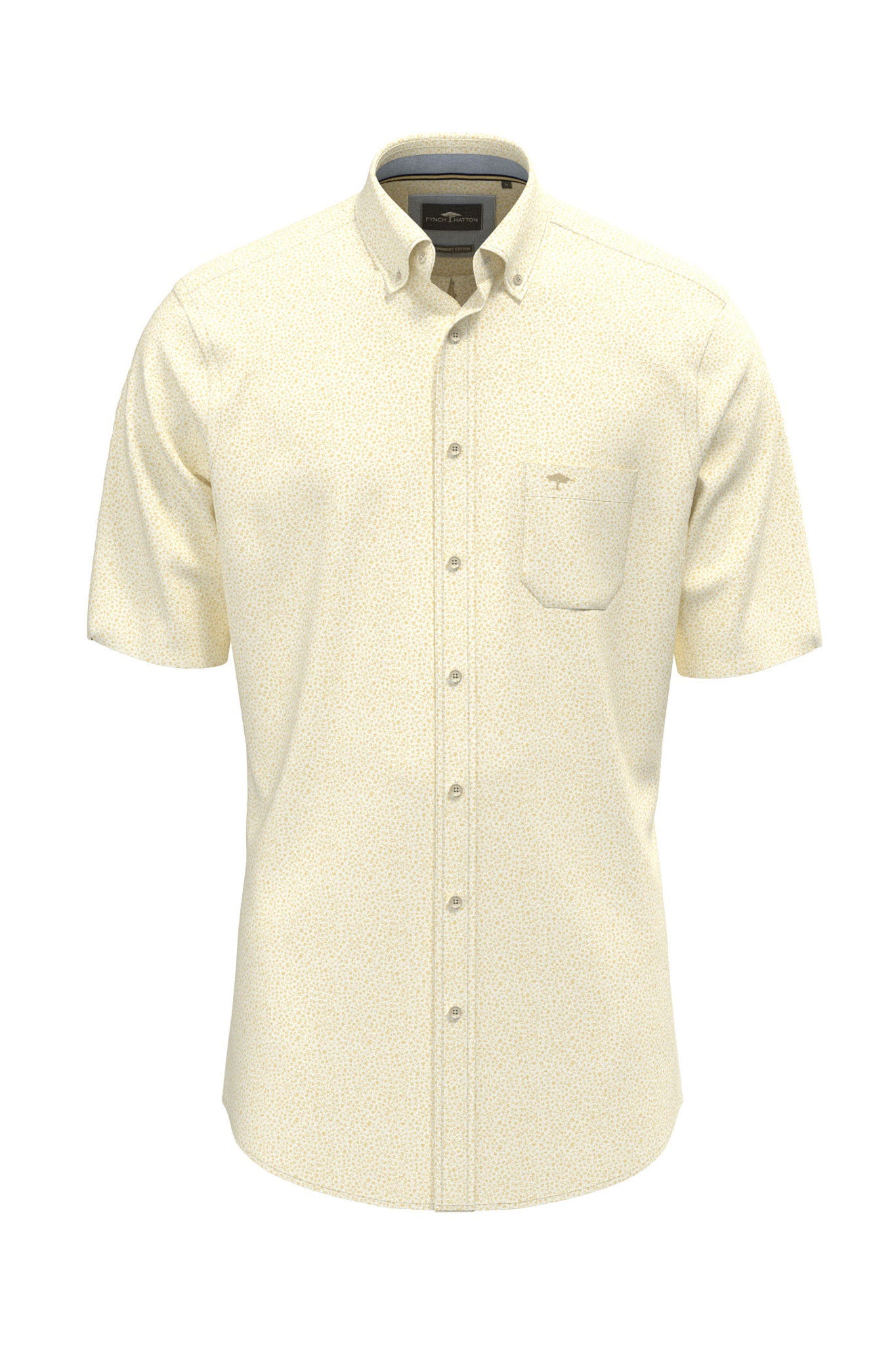Fynch Hatton Mini Floral Short Sleeve Shirt - Pale Yellow