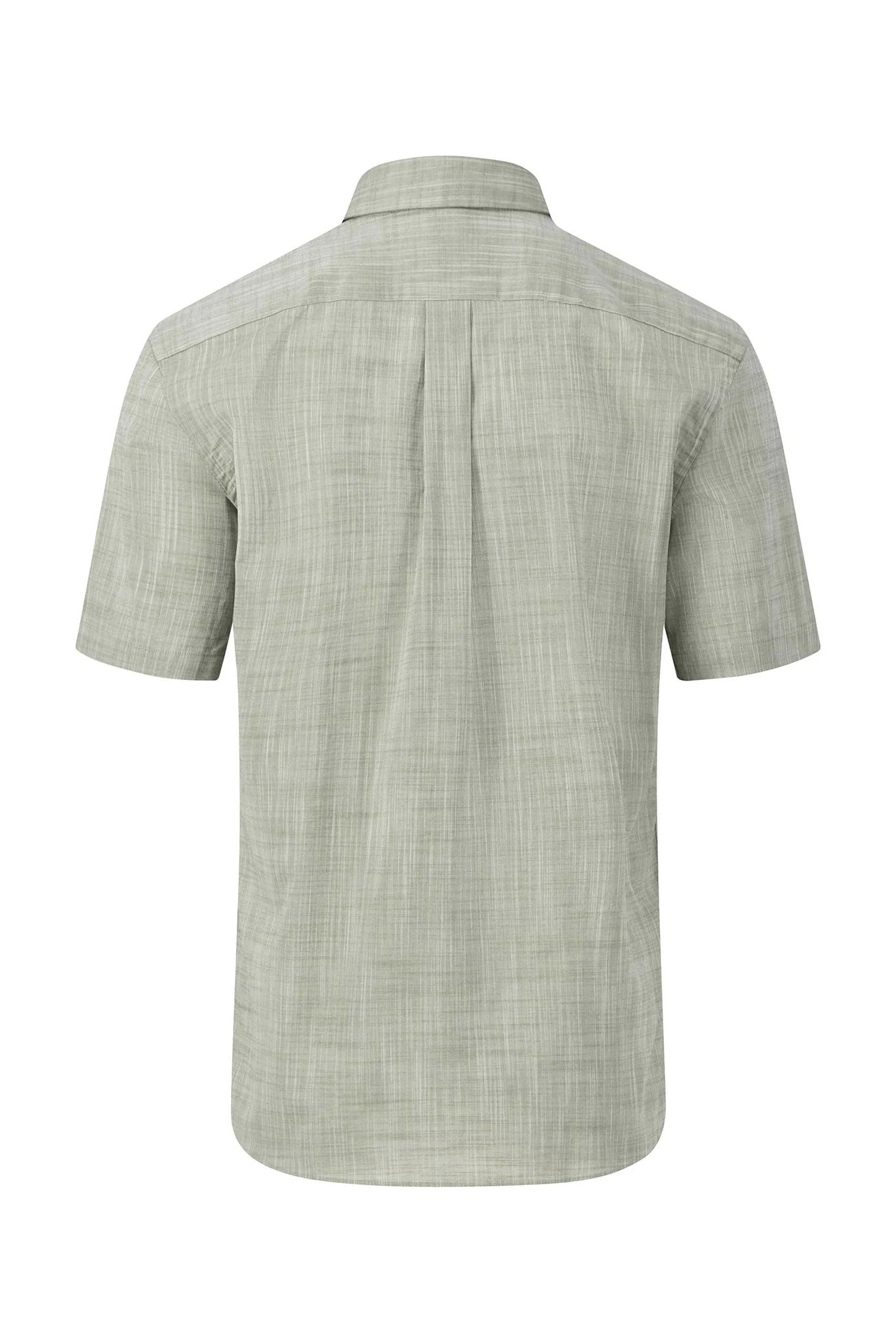 Fynch Hatton Plain Cotton Slub Solid Short Sleeve Shirt - Dusty Olive