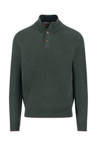 Fynch Hatton Quarter Button Knit Jumper - Dark Ivy