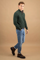 Fynch Hatton Quarter Button Knit Jumper - Dark Ivy