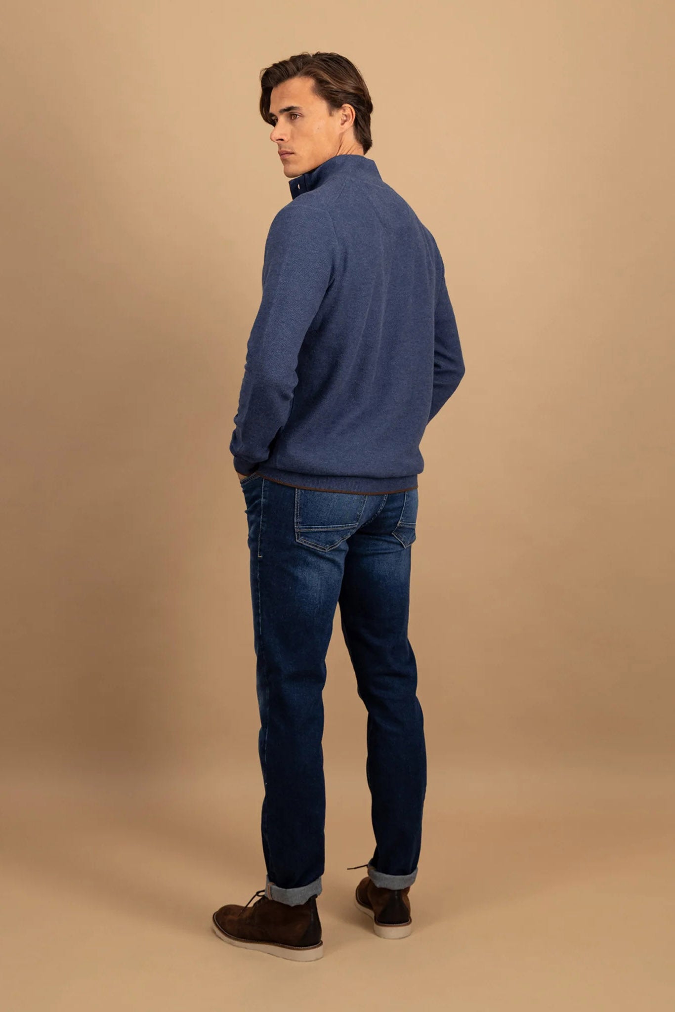 Fynch Hatton Quarter Button Knit Jumper - Night