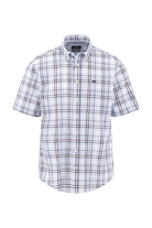 Fynch Hatton Short Sleeve Cotton Slub Check Shirt - Aubergine