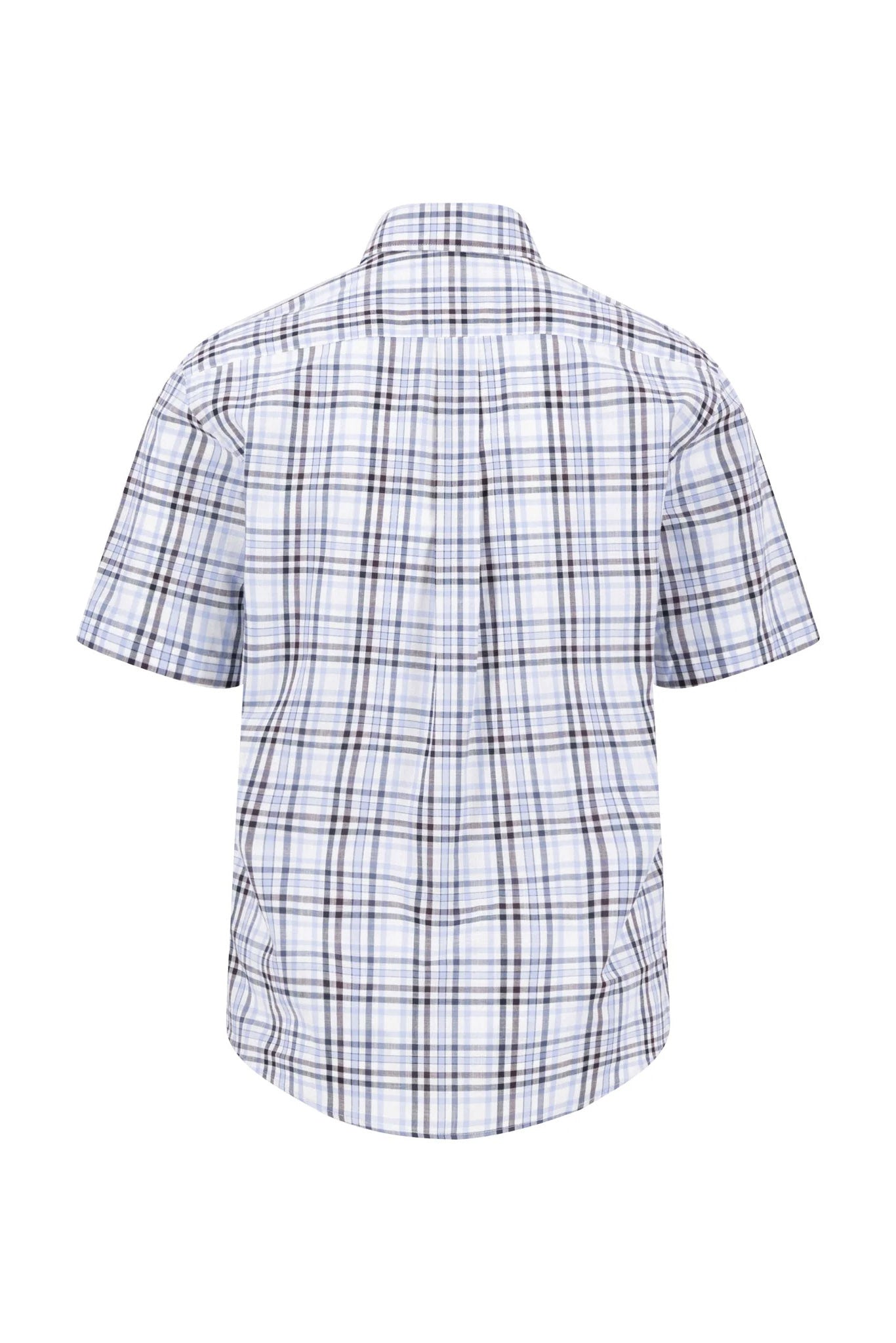 Fynch Hatton Short Sleeve Cotton Slub Check Shirt - Aubergine