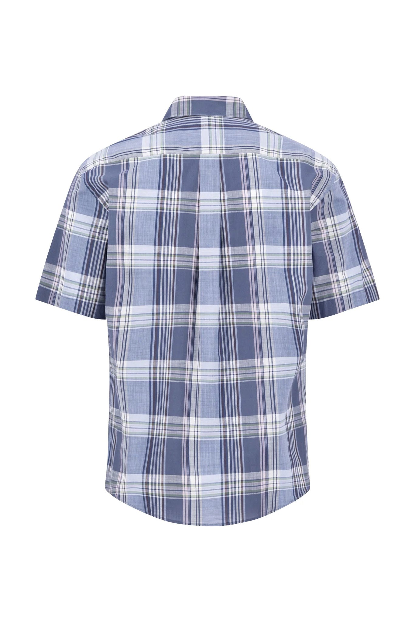 Fynch Hatton Short Sleeve Cotton Slub Check Shirt - Horizon