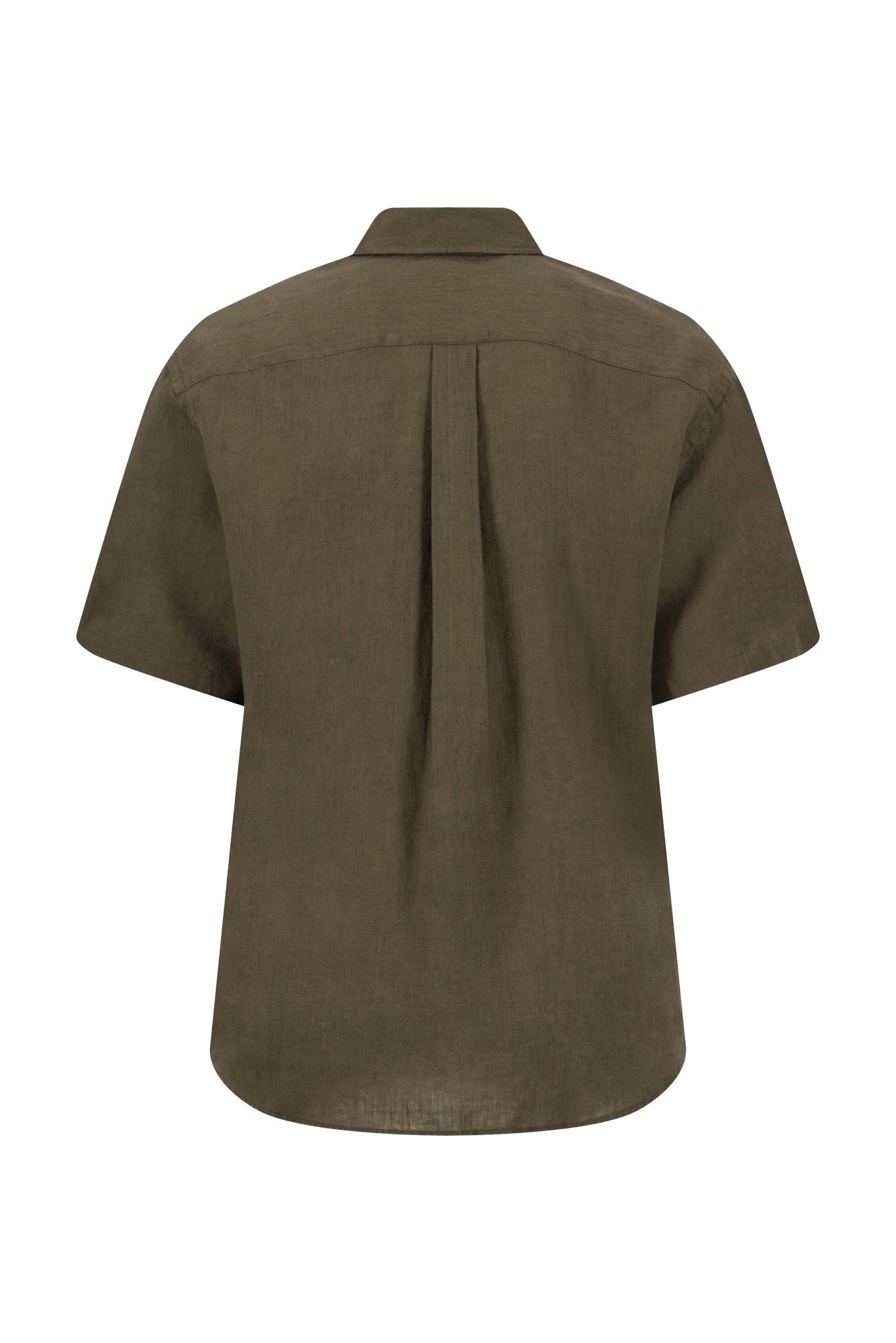 Fynch Hatton Short Sleeve Linen Shirt - Dark Khaki