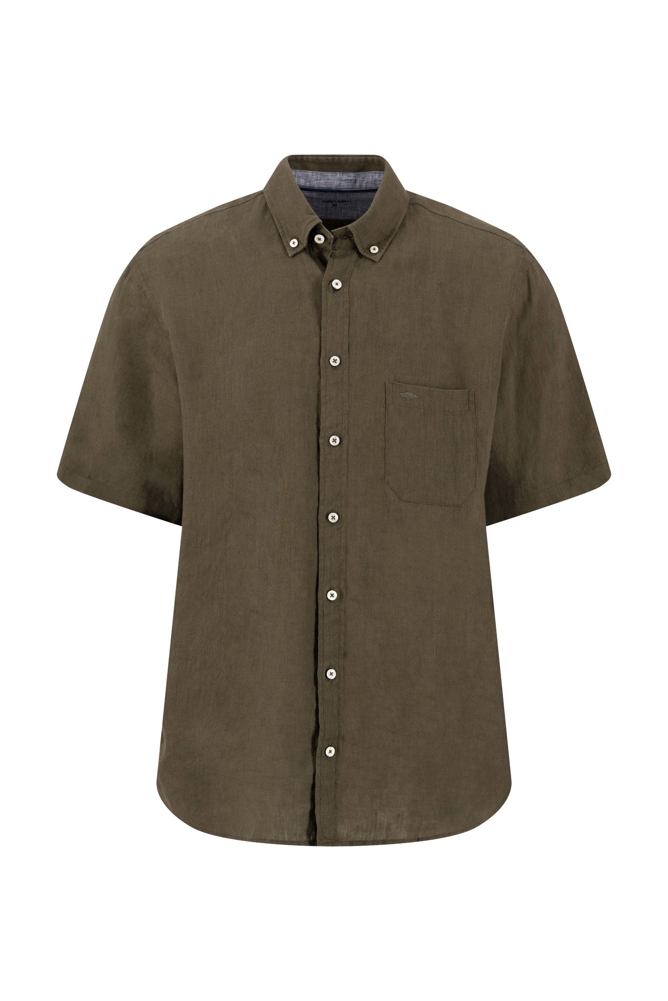 Fynch Hatton Short Sleeve Linen Shirt - Dark Khaki
