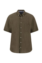 Fynch Hatton Short Sleeve Linen Shirt - Dark Khaki