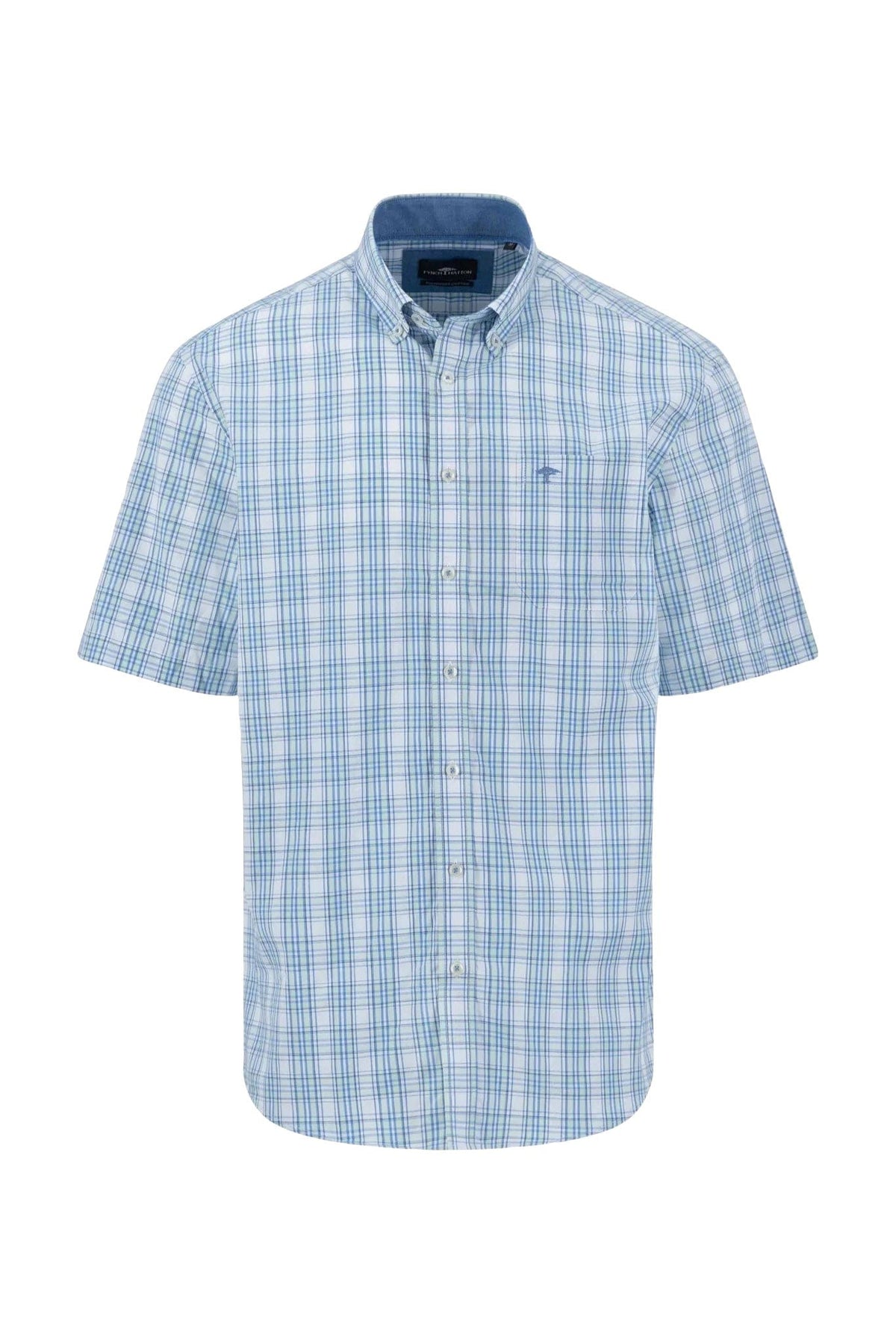 Summer Check Short Sleeve Shirt - Minty Green - L