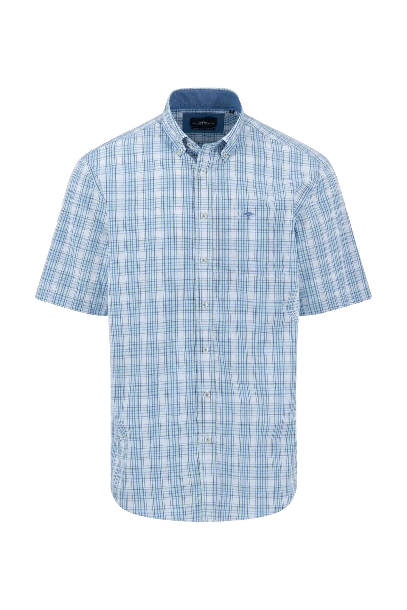 Fynch Hatton Summer Check Short Sleeve Shirt - Minty Green