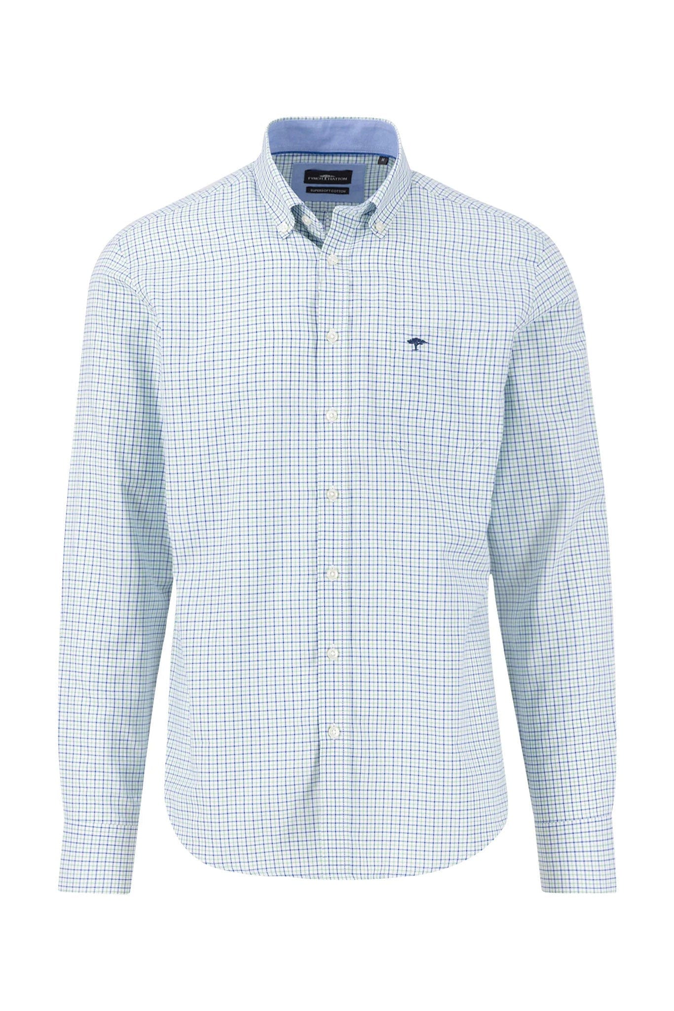 Fynch Hatton Summer Oxford Check Shirt - Turf Green