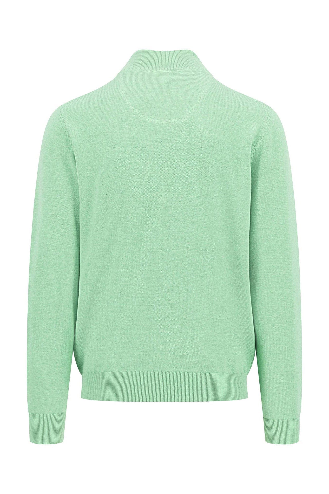 Fynch Hatton Superfine Cotton Quarter Zip Jumper - Turf Green