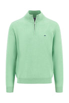 Fynch Hatton Superfine Cotton Quarter Zip Jumper - Turf Green