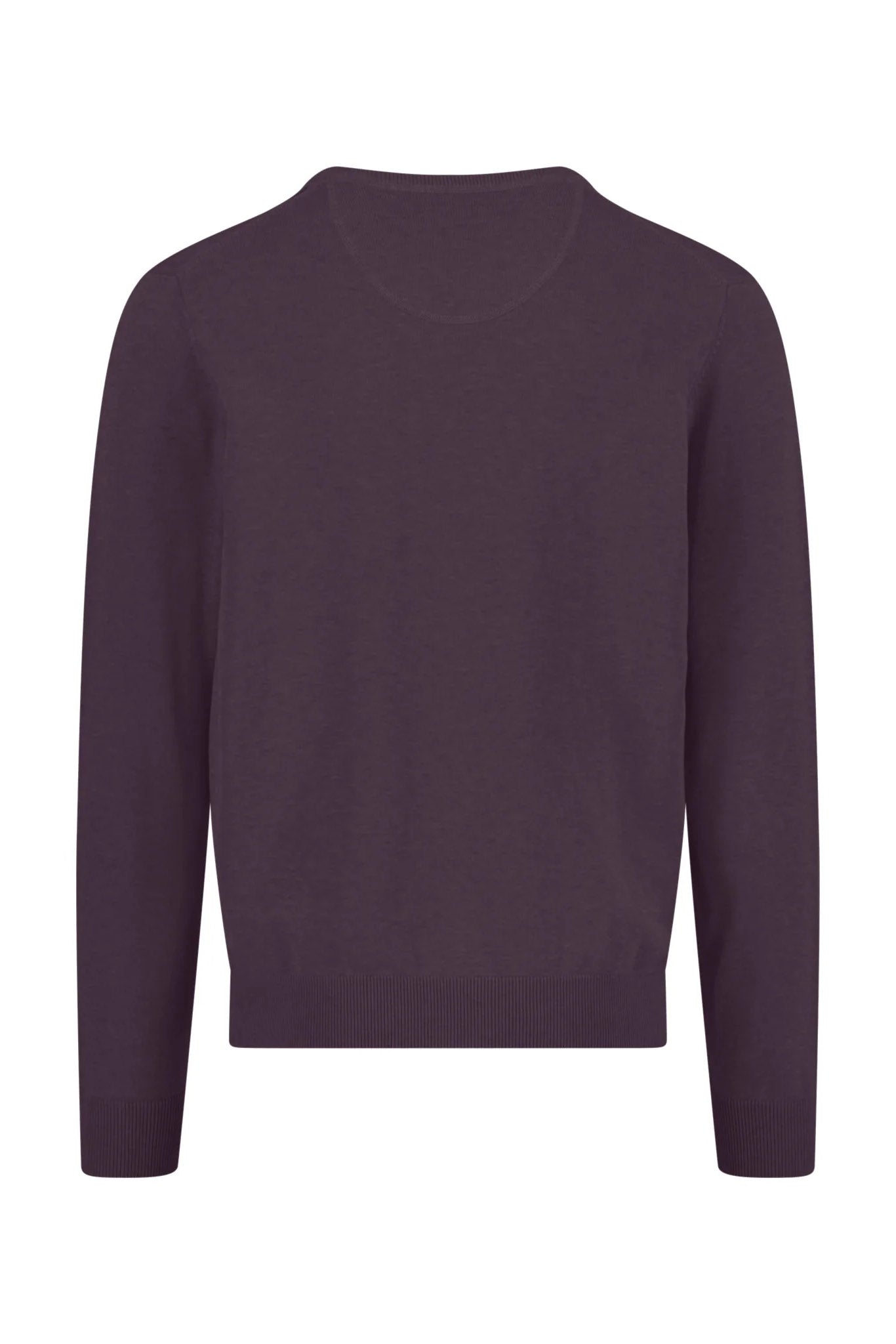 Fynch Hatton Superfine Cotton V-Neck Jumper - Aubergine