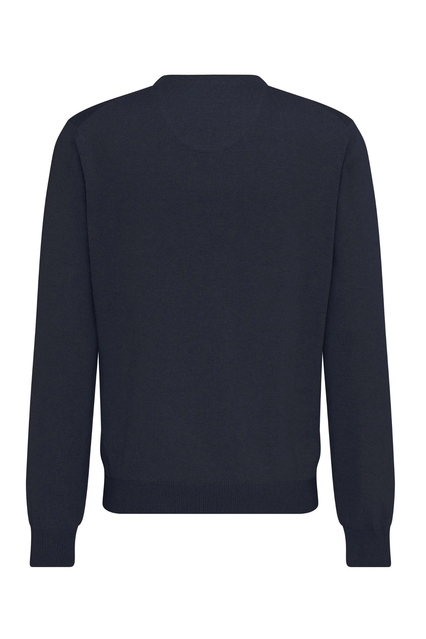 Fynch Hatton Superfine Cotton V-Neck Jumper - Navy