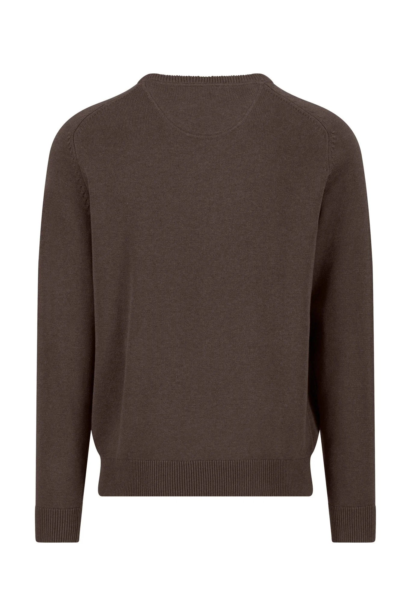 Fynch Hatton Supersoft Cotton V-Neck Jumper - Earth