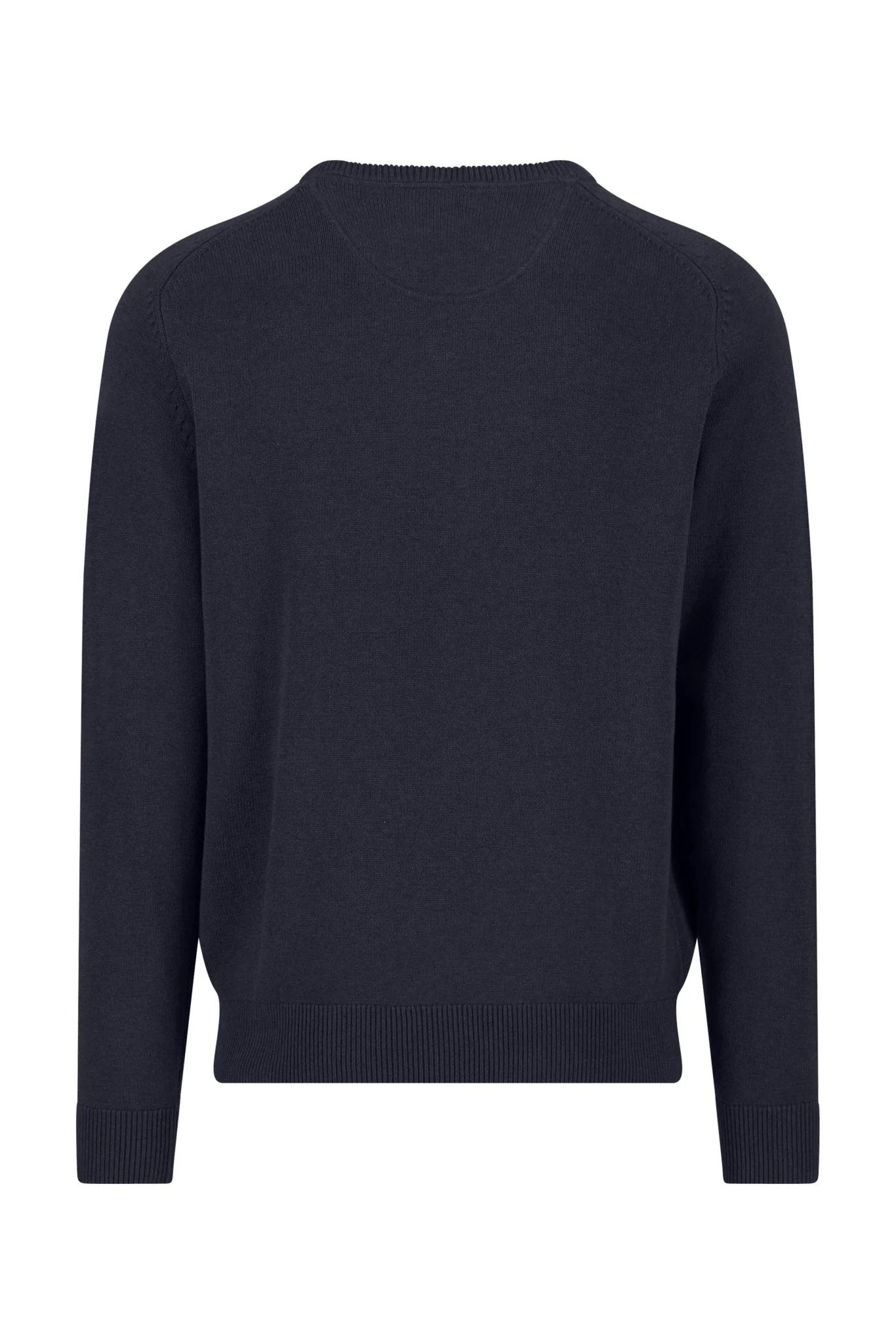 Fynch Hatton Supersoft Cotton V-Neck Jumper - Navy