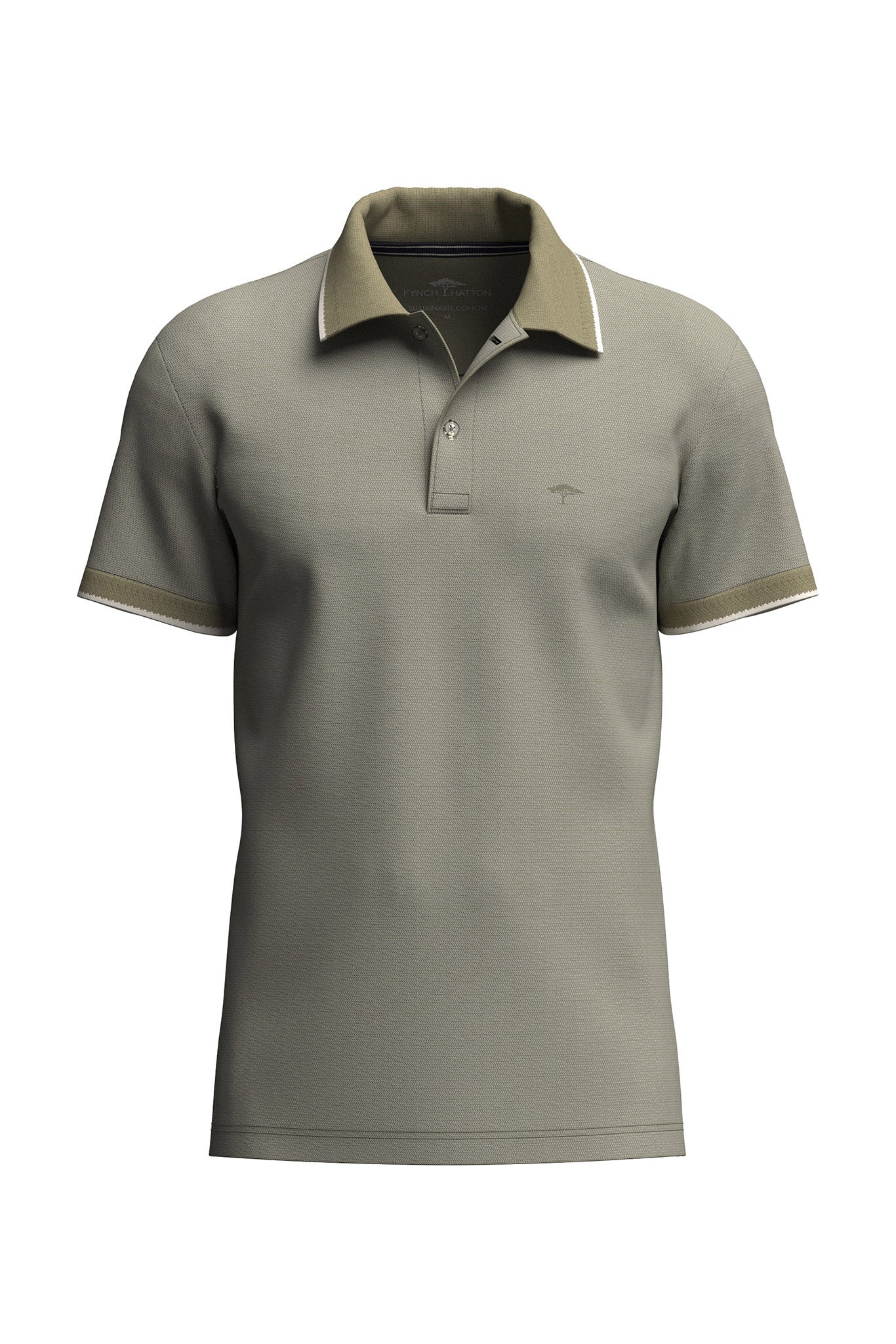 Fynch Hatton Two Tone Polo - Pistachio