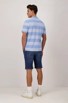 Fynch Hatton Two-Tone Stripe Polo - Light Sky