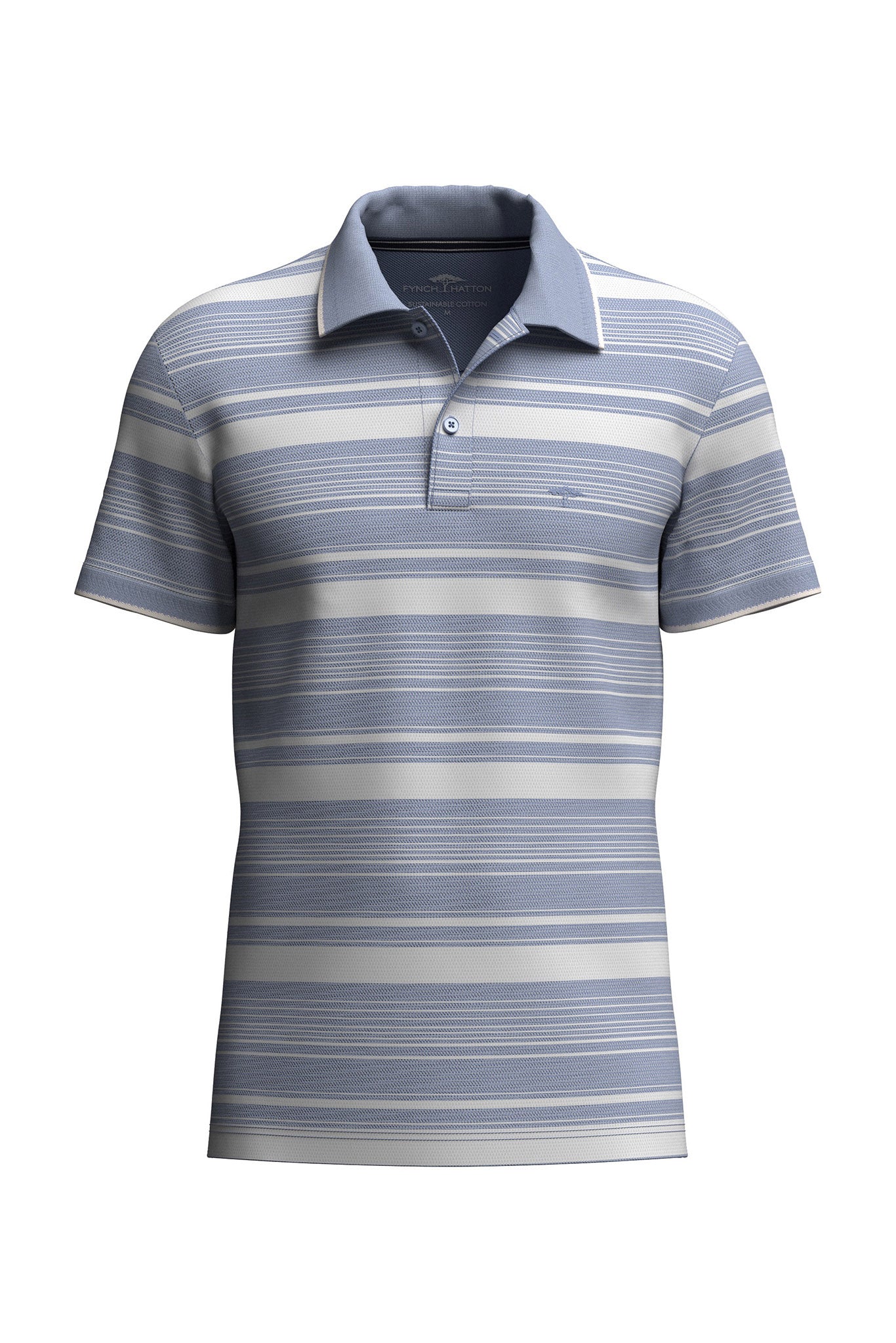 Fynch Hatton Two Tone Stripe Polo - New Breeze
