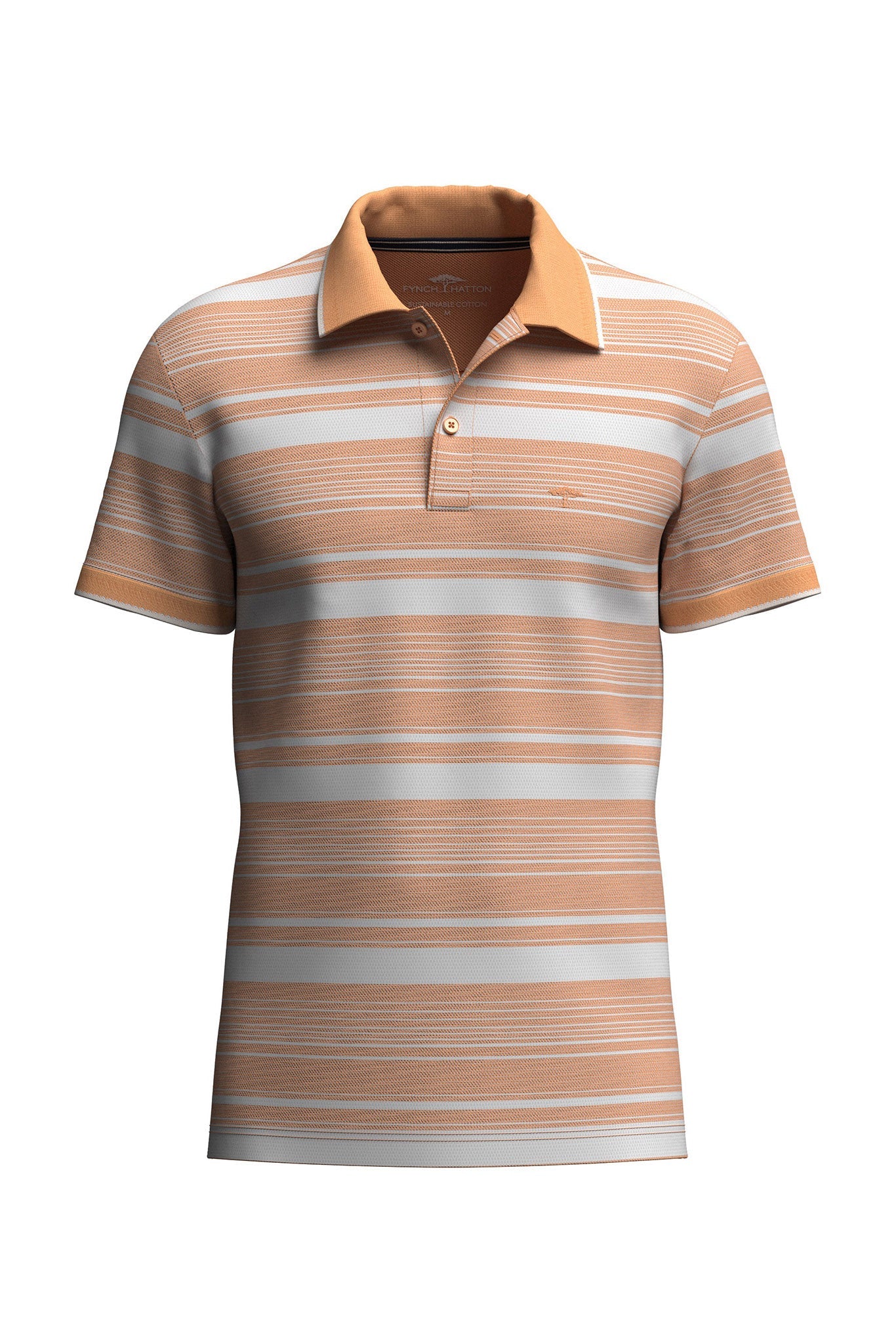 Fynch Hatton Two Tone Stripe Polo - Tangerine