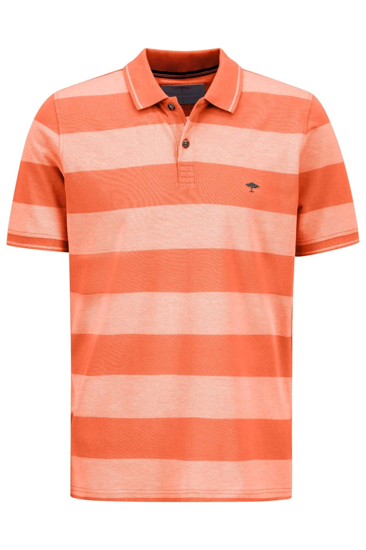 Fynch Hatton Two-Tone Stripe Polo - Tangerine