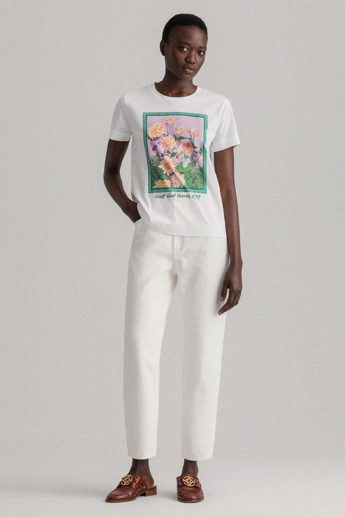 GANT Dahlia Print T-Shirt - White
