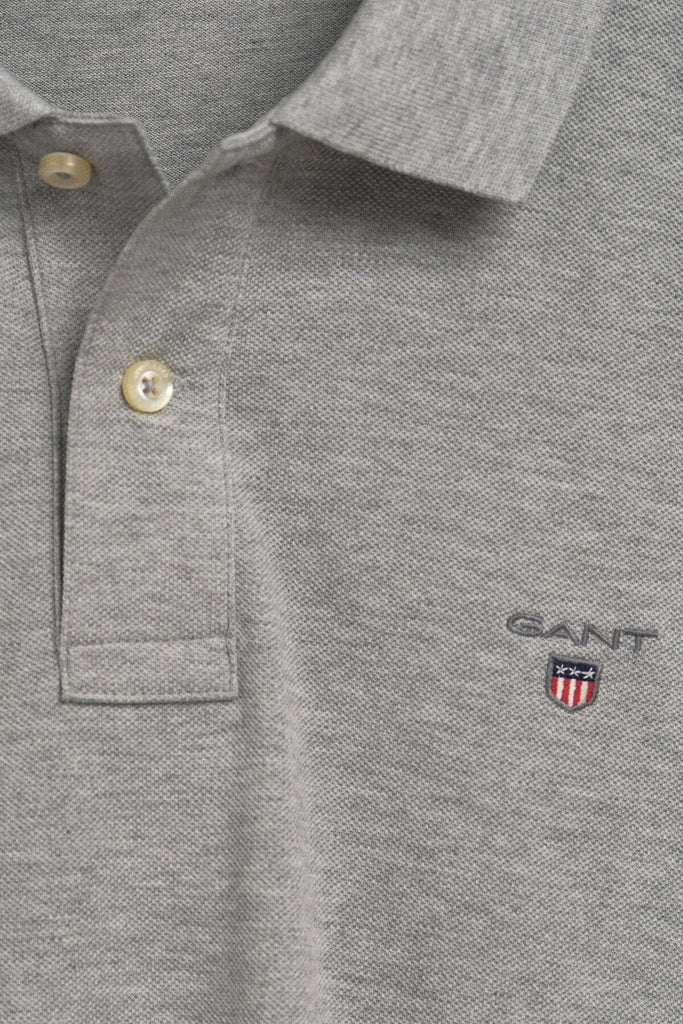 GANT Original Pique Long Sleeve Rugger - Grey Melange