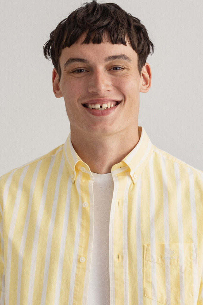 GANT Pastel Stripe Regular Fit Oxford Shirt - Banana Yellow