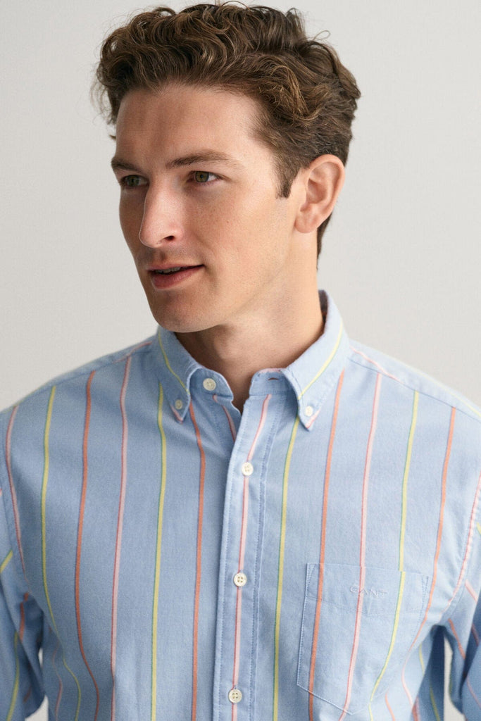 GANT Regular Fit Archive Oxford Stripe Shirt - Capri Blue