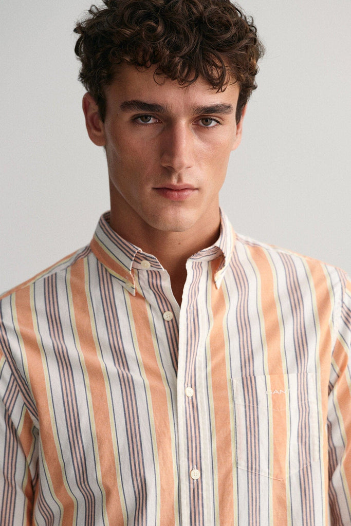 GANT Regular Fit Colourful Stripe Shirt - Apricot Orange
