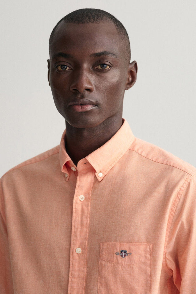 GANT Regular Fit Linen Check Shirt - Apricot Orange
