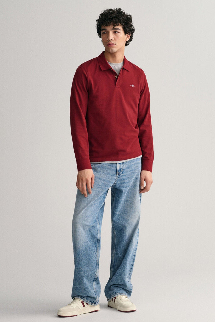 GANT Regular Fit Long Sleeve Polo - Plumped Red