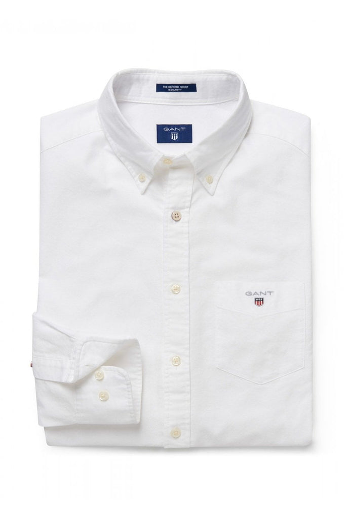 GANT Regular Fit Plain Oxford Shirt - White