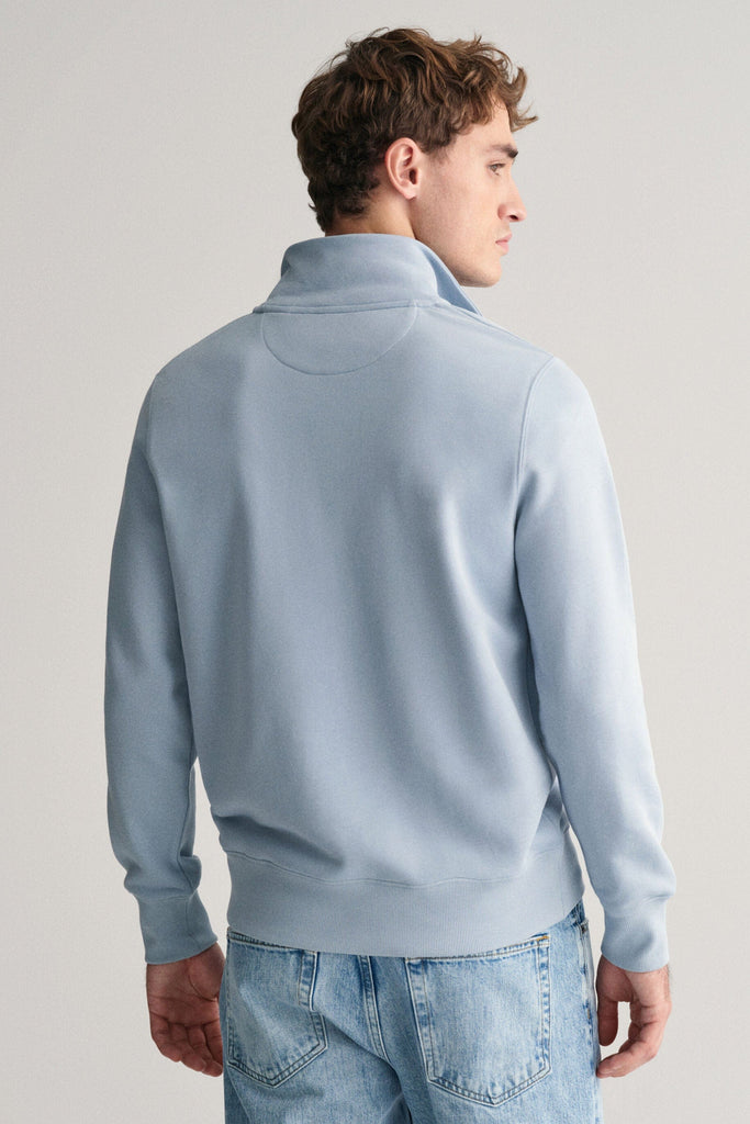GANT Shield Quarter Zip Regular Fit Sweatshirt - Dove Blue