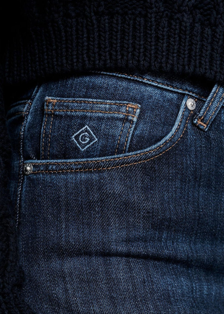 GANT Slim Fit Classic Jeans - Mid Blue Worn In
