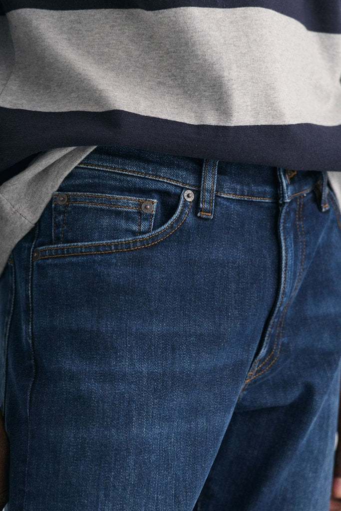 GANT Slim Gant Jeans - Dark Blue Worn In