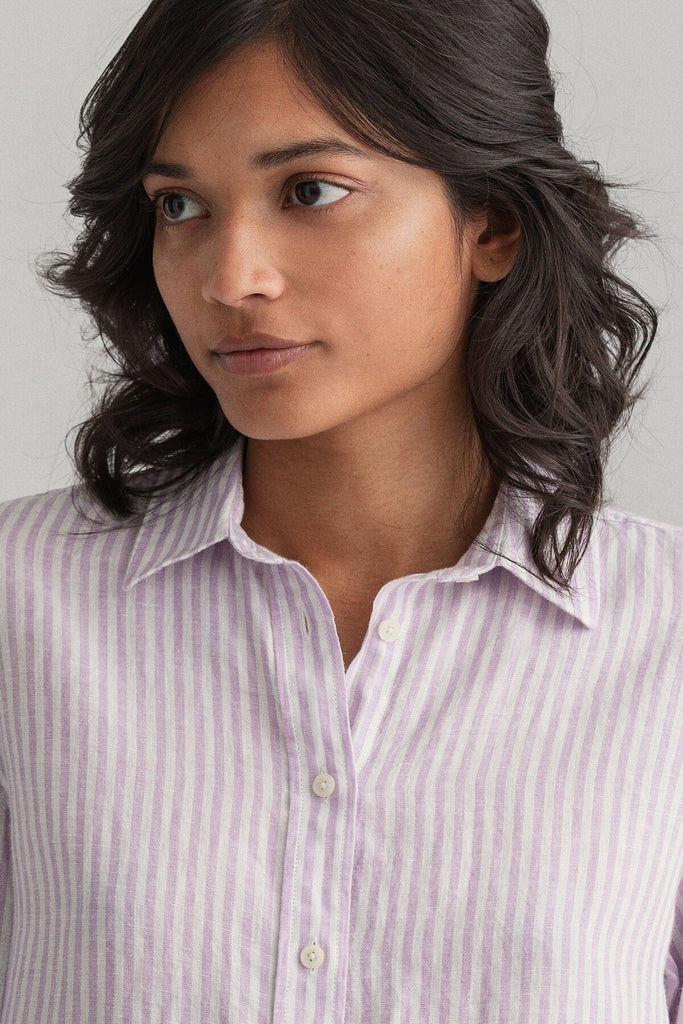 GANT Stripe Linen Shirt - Crocus Purple