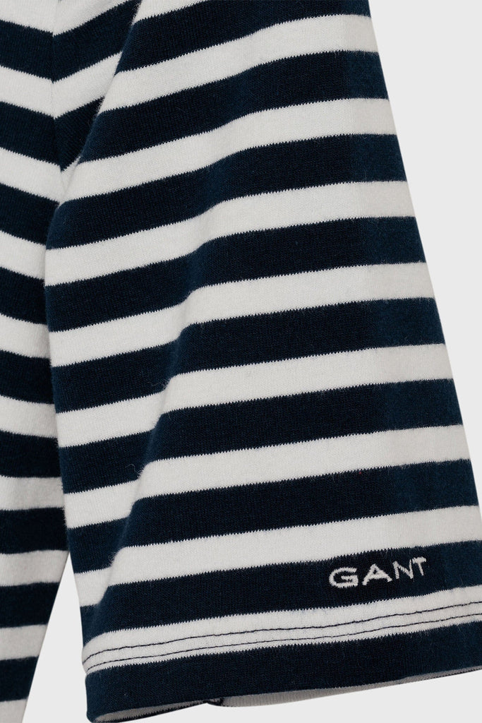 GANT Striped Short Sleeve Ribbed T-Shirt - Evening Blue